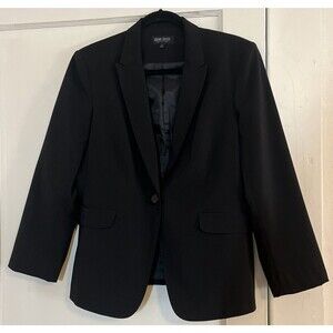 John Meyer Collection Womens 12 Blazer Black Long Sleeve One Button Lined Jacket